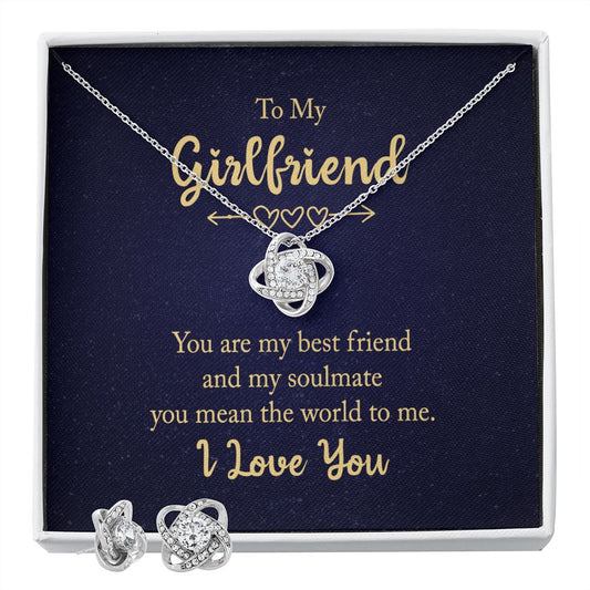 To my girlfriend | " You are my best friend " | Best Love Knot Jewelry Set  and Message Card for Your Beloved One