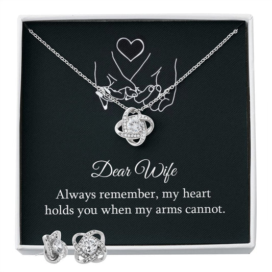 Dear wife - My Heart Holds You When My Arms Cannot | Best Love Knot Necklace for Your Beloved One