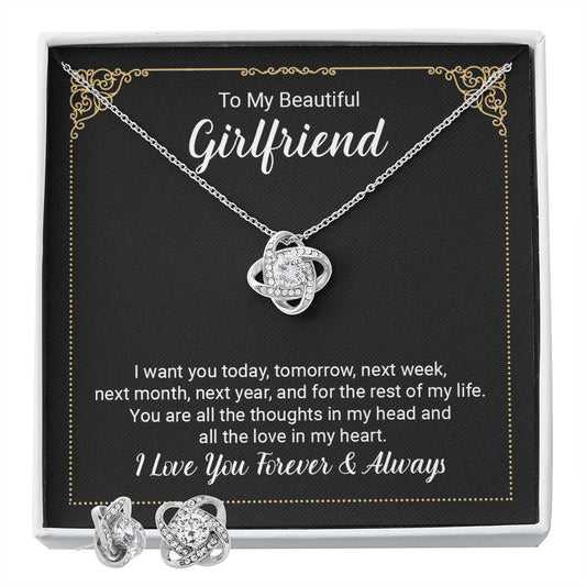 To My Beautiful Girlfriend | I Want You Forever |  Best Love Knot Necklace for Your Beloved One
