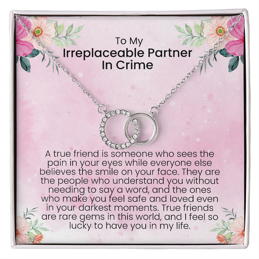 To My Irreplaceable Partner In Crime | A true friend is someone who sees the pain in your eyes | Perfect pair necklace for her