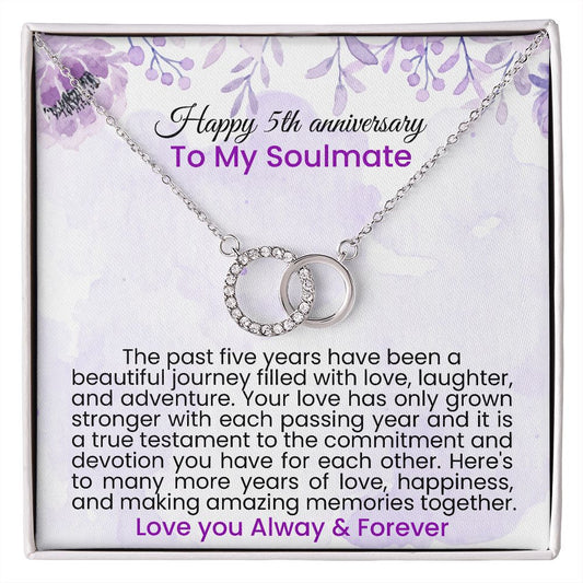 The past five years have been a beautiful journey filled with love | Perfect pair necklace gift for 5th anniversary