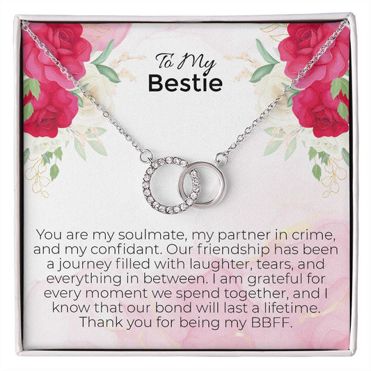 To My Bestie | You Are My Soulmate, My Partner in Crime | Perfect Pair Necklace Gifts for Best Friend