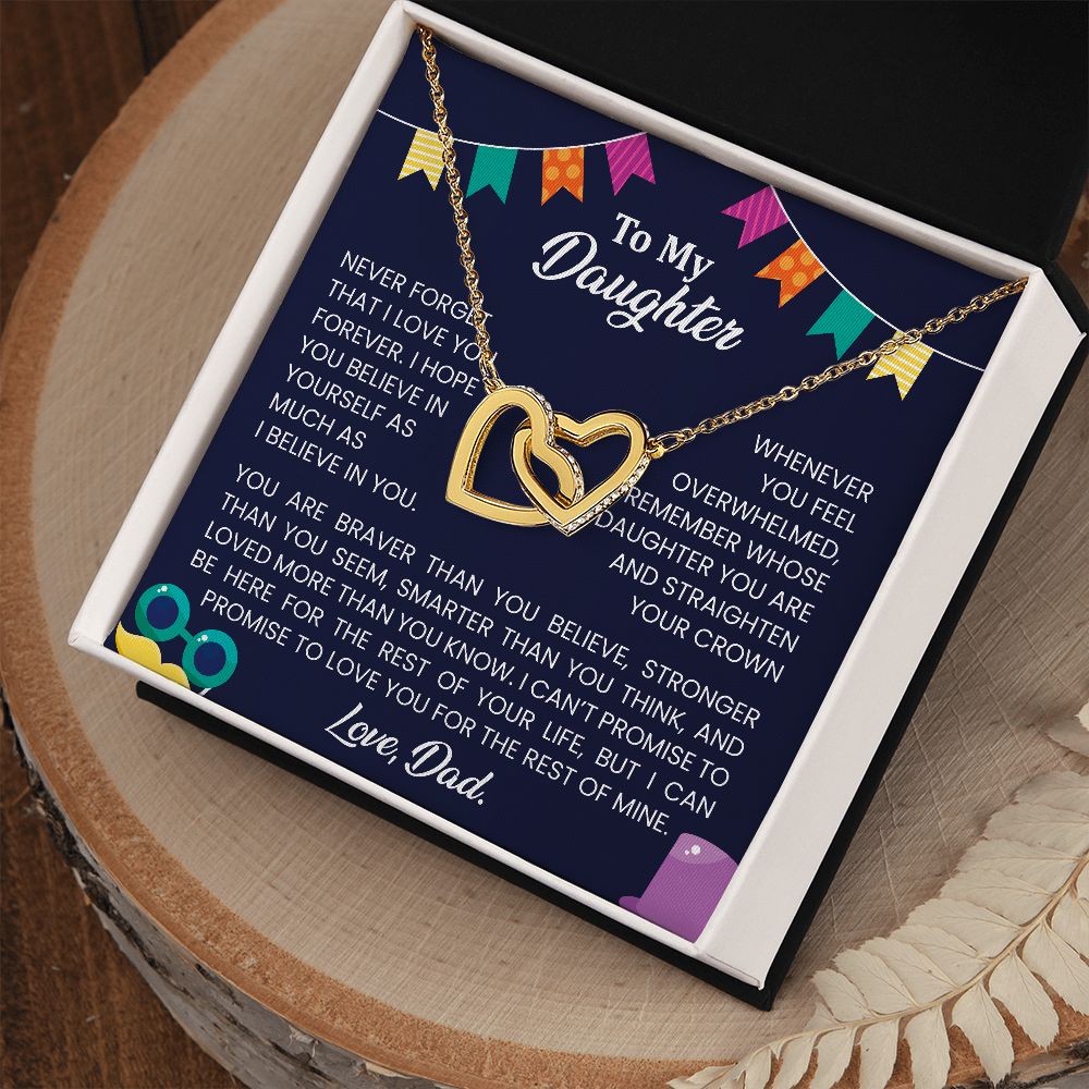 Never forget that I love you forever | Interlock heart necklace gift for daughter from Dad