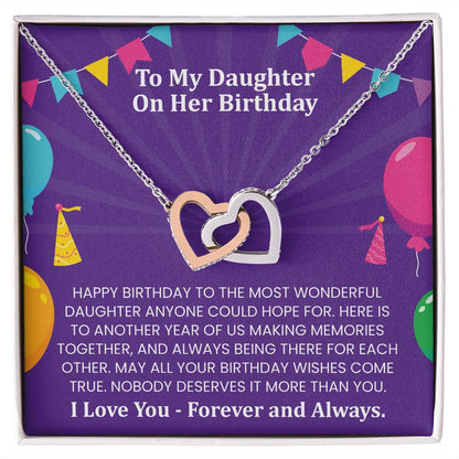 Happy birthday to the most wonderful daughter | Interlock heart necklace gift for daughter