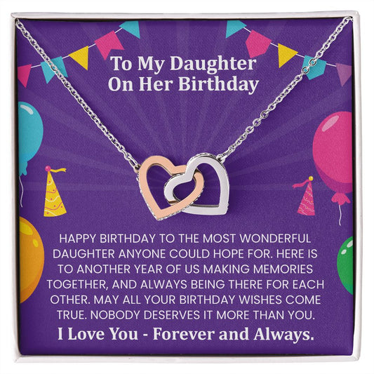 Happy birthday to the most wonderful daughter | Interlock heart necklace gift for daughter