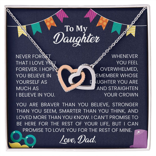 Never forget that I love you forever | Interlock heart necklace gift for daughter from Dad