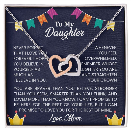 Never forget that I love you forever | Interlock heart necklace gift for daughter from Mom