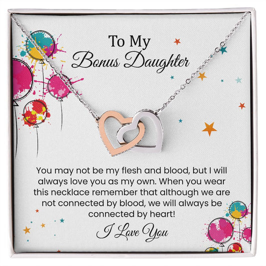 Love you as my own  | Interlock heart necklace gift for bonus daughter