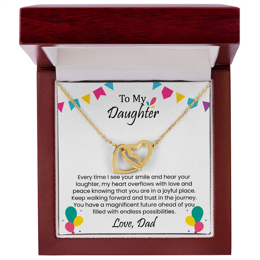 Every time I see your smile and hear your laughter | Interlock heart necklace gift for daughter