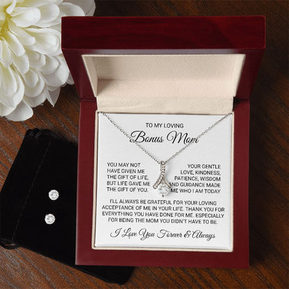 Bonus Mom Gift | You Gave Me the Gift of You | Alluring Beauty Necklace & Earring Set