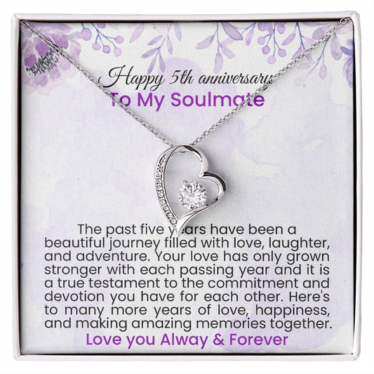 The past five years have been a beautiful journey filled with love | Forever love necklace gift for 5th anniversary